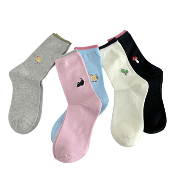 Cute Cartoon Print Girls' Kawaii Socks: Harajuku Embroidery Pile Heap Fun Socks