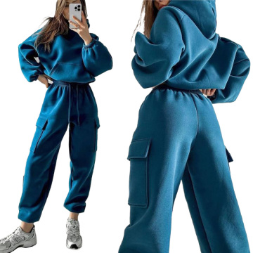 Autumn & Winter Solid Color Pullover Hoodie and Sweatpants Set