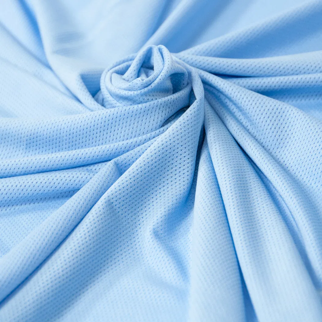 ผ้าถักตาข่ายโพลีเอสเตอร์ 90% 10% สแปนเด็กซ์สีน้ำเงินสำหรับชุดกีฬา