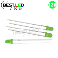 12V 3mm Green LED iebūvēts rezistors DC