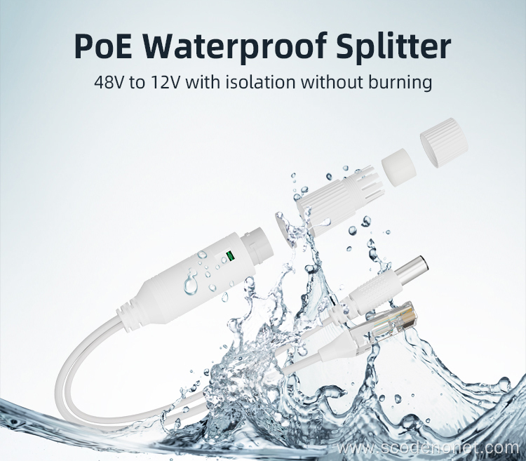 CCTV IP Camera Waterproof PoE Splitter 48V to 12V