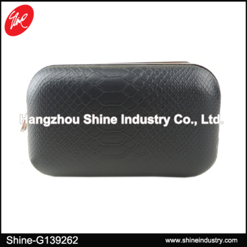 Black PU Fish Skin Hardcase Clutch Bag