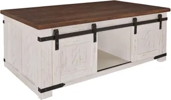 Furniture Wystfield Rectangular Cocktail Table, White/Brown