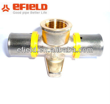 180 degree Tee with plate (brass press fittings) for multilayer pipes