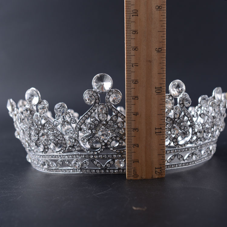 Silver Plated Rhinestone Round Pageant Crown Party