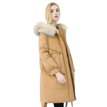Winter Long Down Jackets voor dames met bont - witte eendenjas
