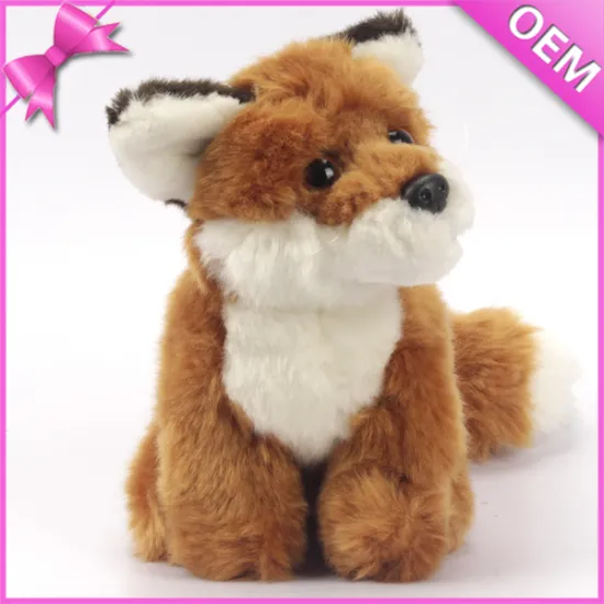 15cm Sitting Lifelike Plastic Eyes and Nose Brown Color Cute Plush Stuffed Fox Toy Animals