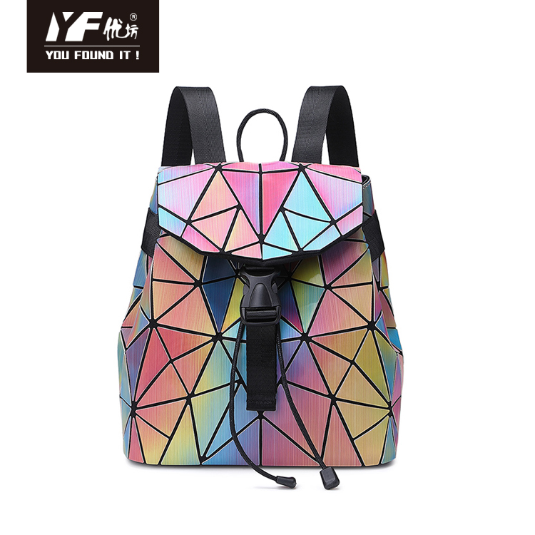 Sac pour ordinateur portable en cuir PU avec focus couleur laser géométrique