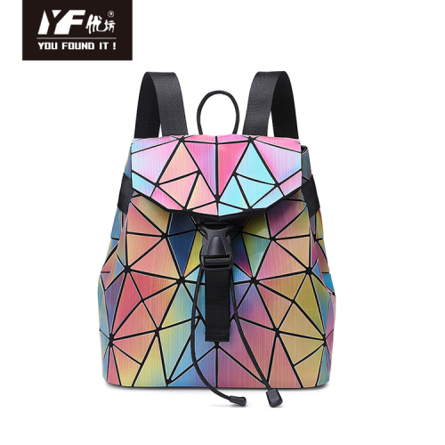 China Geometric laser color focus PU leather backpack bag Manufactory