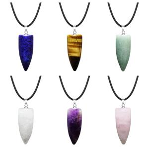 Diy Bullet Shape Healing Collar Collar Chakra Beads Crystals Peeds de piedra de bala Costilla para joyería de collar colgante