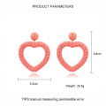 6 color Statement Beaded Heart Hoop Earrings Fashion Bohemian Handmade Woven Glass Seed Whimsical Drop Earring Stud Jewelry