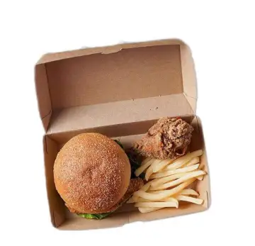 Disposable Clamshell Kraft Paper Box for Food Shop