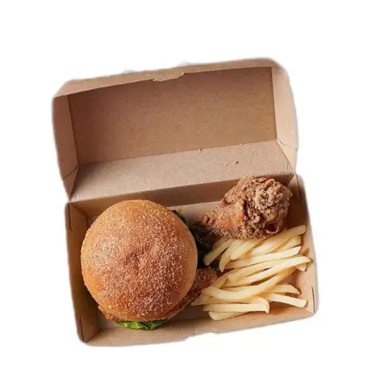 Disposable Clamshell Kraft Paper Box for Food Shop