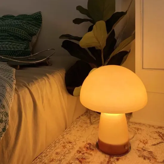 Modern Glass Table Lamp: Bedside LED Mushroom Night Light