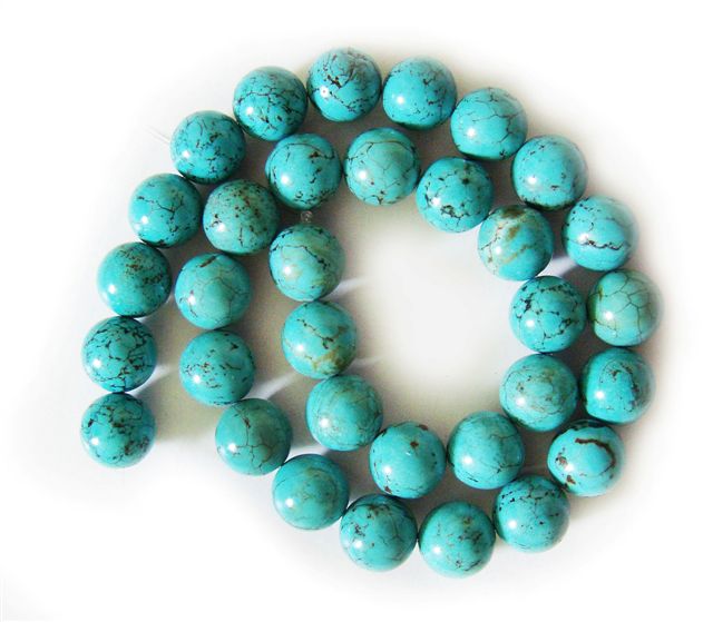 Perles rondes turquoise 12 mm