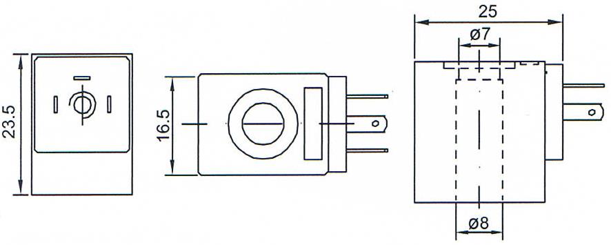 Diemension of 4V110 Series Solenoid Valve Coil: