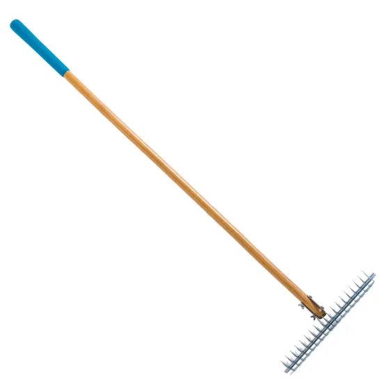 Moss Removal Garden Rake with 19 Teeth, Olive Green