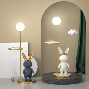 Creative Living Room Bedroom Decoration: Bedside Tray, TV Cabinet & Large Floor Lamp Ideas