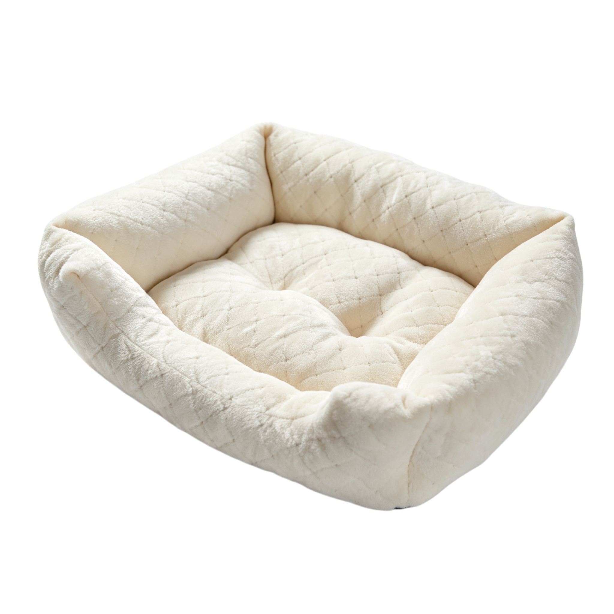 Cushioned raised rim neutral tone pet bed