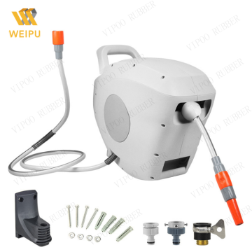 Automated Garden Cart with Retractable Hose, Water Gun, and Wall-Mounted Storage Rack: 10-Piece Customized Plastic Kit