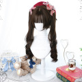 Peluca lolita de mujer de cabeza completa-Negro marrón