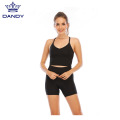 Áo crop top yoga màu đen tùy chỉnh và quần short