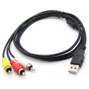 USB Tipe A hingga 3 RCA Aux Cable