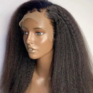 Raw Brazilian Cuticle Aligned Virgin Human Hair Full Hd Yaki Kinky Straight Lace Front Wig Cheap Lace Closure Wig Human Hair