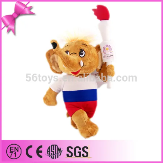 promotion gift sport torch bearer stuffed plush toy elephant mascot