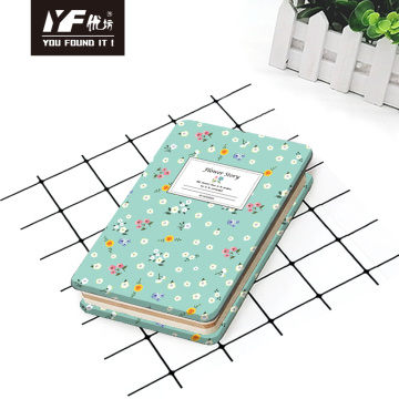 Προσαρμοσμένη ιστορία λουλουδιών στυλ χαριτωμένο μεταλλικό εξώφυλλο σημειωματάριο για τα κορίτσια hardcover ημερολόγιο