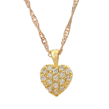 Gold CZ Stone Heart Pendant Necklace (FQ-1226)
