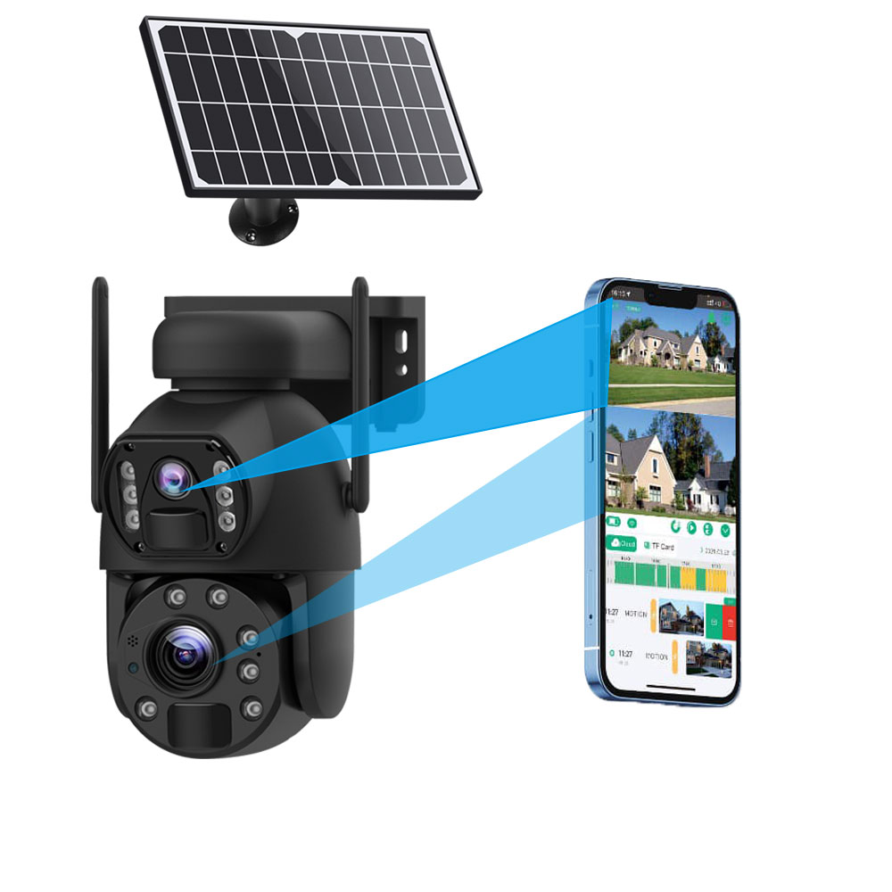 y11 عدسة مزدوجة 16x Zoom PTZ WiFi Solar Battery Camera Security Camera