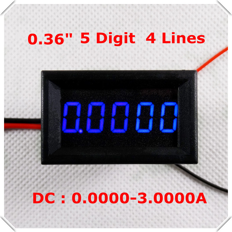 RD 0.36" Digital Ammeter DC 0-3.0000A Four wires 5 digit Current Panel Meter led Display Color[ 4 pieces / lot]