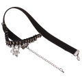 Mehrschichtiger Choker Halskette schwarzer samt Kette Tattoo Choker