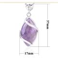 Silver Wrapped Oval Gemstone Pendant Necklace for women