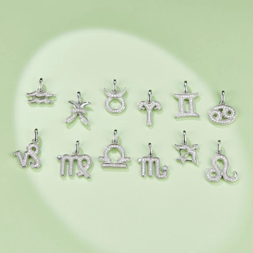 Vintage Sterling Silver White Plated 12 Constellations Taurus Moissanite Charm Necklace