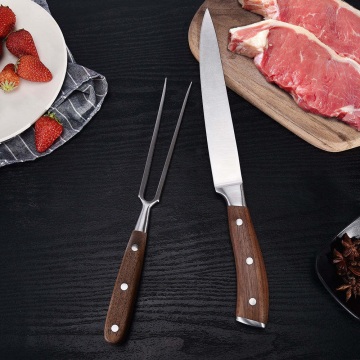 SS430 Black Walnut 2 Pieces Wooden Handle Knife Fork  Cutlery BBQ Accessories Barbeque Manufacturer Tool Set