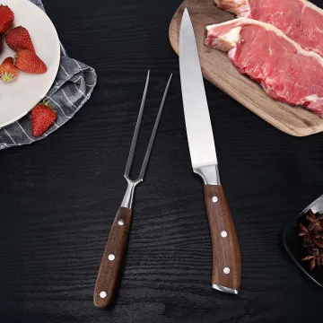 SS430 Black Walnut 2 Pieces Wooden Handle Knife Fork  Cutlery BBQ Accessories Barbeque Manufacturer Tool Set