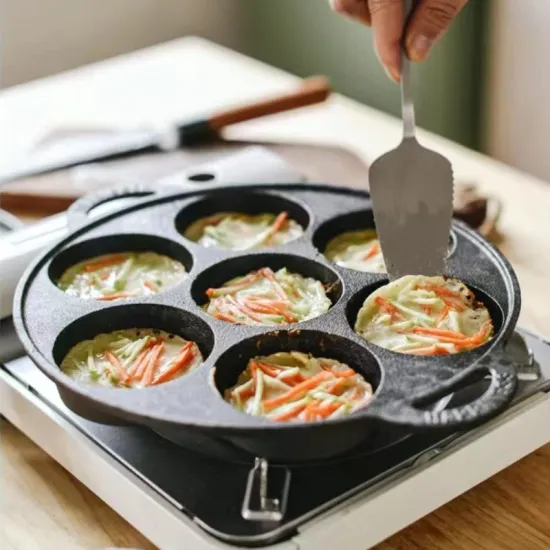 Seven Hole Cast Iron Dutch Pot Cake Baking Plate Cake Pan Cookware