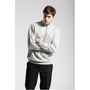 Men\'s Sweater, Made of Acrylic and Wool, Diamond Pattern