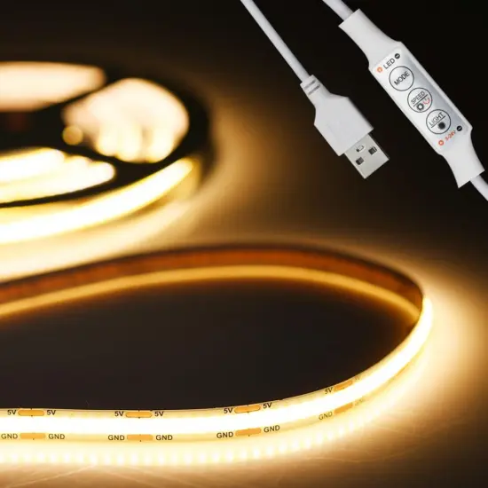 Dotless white Flexible Cob Strip Light Tira 5v usb Led Cob Led Strip Kit