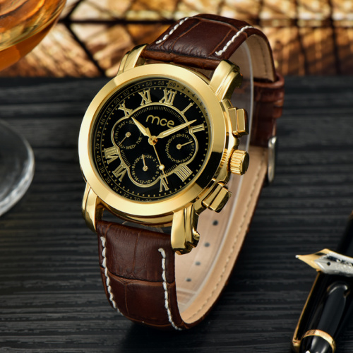 2017 new brown leather band watches men