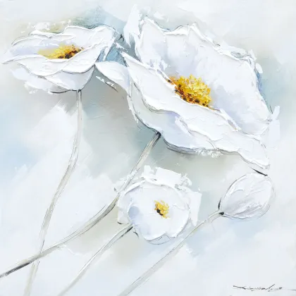 White Flower Handmade Oil Painting On Canvas