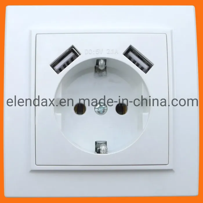 Soket Listrik Ganda, dengan Pembumian Shucko (F8210)