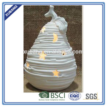 ceramic pear with LED light adornment for christmas ornament