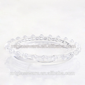Clear dinnerware,glass round shaped plate beaded