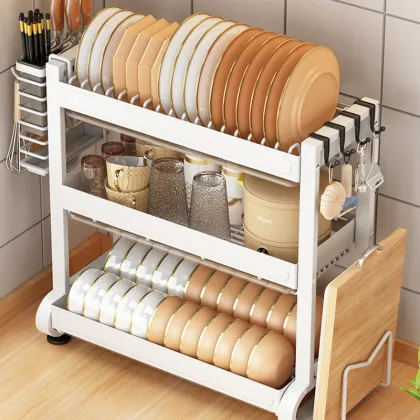 Dish Rack Table Top Bowl Drain Rack Double Countertop Bowl Chopsticks Windowsill Storage Basket