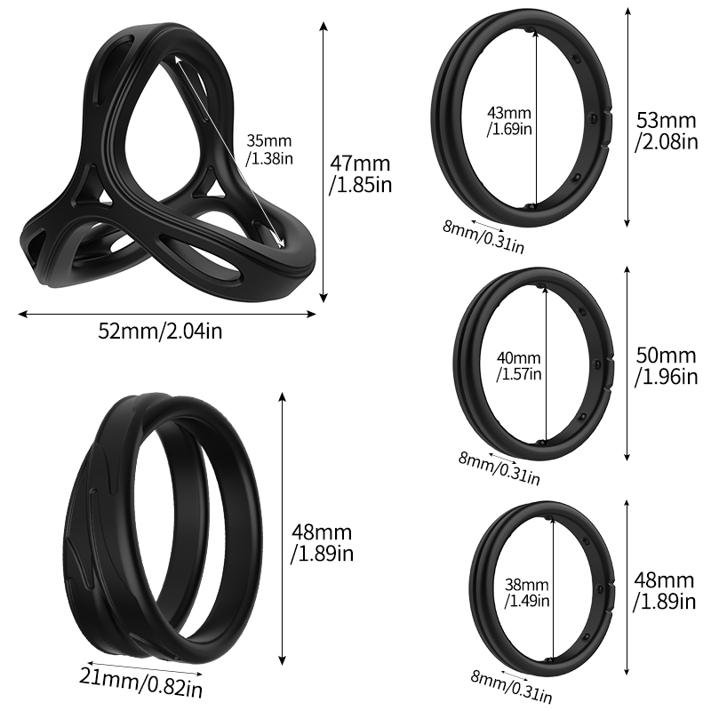 Cock Rings Men's Pleasure 5 Ring Locking Design