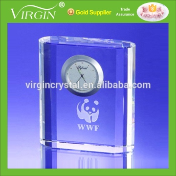 Wholesale Popular Square Blank clear 3D Laser Engraving business Crystal desk clock for office decoration