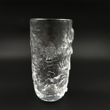 Hammer finish angel pattern glass cup